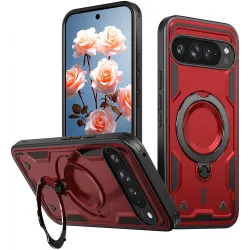 Phonesta MagLock Armor Back Cover hoesje met ring en MagSafe voor Google Pixel 9 / 9 Pro - Rood