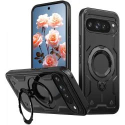 Phonesta MagLock Armor Back Cover hoesje met ring en MagSafe voor Google Pixel 9 / 9 Pro - Zwart