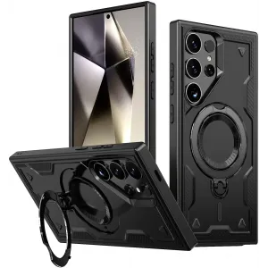 Phonesta MagLock Armor Back Cover hoesje met ring en MagSafe voor Samsung Galaxy S24 Ultra - Zwart