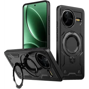 Phonesta MagLock Armor Back Cover hoesje met ring en MagSafe voor Xiaomi Poco F7 Pro/F7 Ultra - Zwart