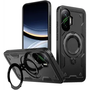 Phonesta MagLock Armor Back Cover hoesje met ring en MagSafe voor Xiaomi Poco F7 - Zwart