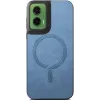Phonesta Retro Vegan Leather MagSafe Back Cover hoesje voor Motorola Moto G35 - Blauw 2