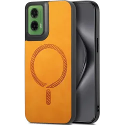Phonesta Retro Vegan Leather MagSafe Back Cover hoesje voor Motorola Moto G35 - Oranje