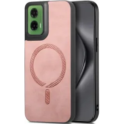 Phonesta Retro Vegan Leather MagSafe Back Cover hoesje voor Motorola Moto G35 - Roze