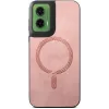 Phonesta Retro Vegan Leather MagSafe Back Cover hoesje voor Motorola Moto G35 - Roze 2