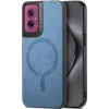 Phonesta Retro Vegan Leather MagSafe Back Cover hoesje voor Motorola Moto G55 - Blauw