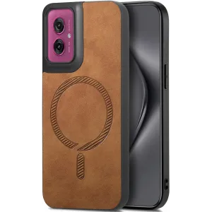 Phonesta Retro Vegan Leather MagSafe Back Cover hoesje voor Motorola Moto G55 - Bruin