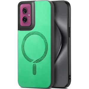 Phonesta Retro Vegan Leather MagSafe Back Cover hoesje voor Motorola Moto G55 - Groen