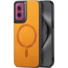 Phonesta Retro Vegan Leather MagSafe Back Cover hoesje voor Motorola Moto G55 - Oranje