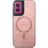Phonesta Retro Vegan Leather MagSafe Back Cover hoesje voor Motorola Moto G55 - Roze 2