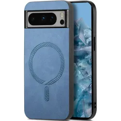 Phonesta Retro Vegan Leather MagSafe Back Cover hoesje voor Google Pixel 9 Pro XL - Blauw