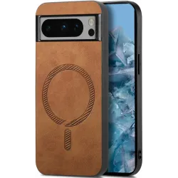 Phonesta Retro Vegan Leather MagSafe Back Cover hoesje voor Google Pixel 9 Pro XL - Bruin