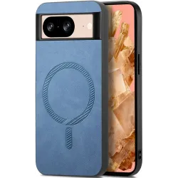 Phonesta Retro Vegan Leather MagSafe Back Cover hoesje voor Google Pixel 9 / 9 Pro - Blauw