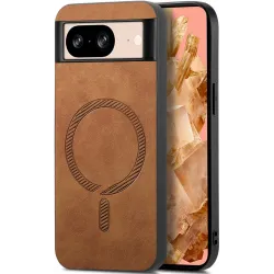 Phonesta Retro Vegan Leather MagSafe Back Cover hoesje voor Google Pixel 9 / 9 Pro - Bruin