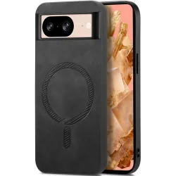 Phonesta Retro Vegan Leather MagSafe Back Cover hoesje voor Google Pixel 9 / 9 Pro - Zwart