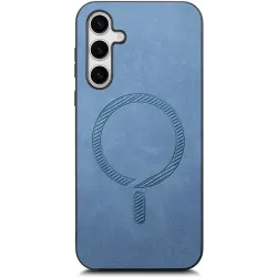 Phonesta Retro Vegan Leather MagSafe Back Cover hoesje voor Samsung Galaxy S25/S24 - Blauw