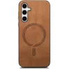 Phonesta Retro Vegan Leather MagSafe Back Cover hoesje voor Samsung Galaxy S25/S24 - Bruin