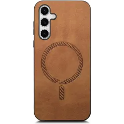Phonesta Retro Vegan Leather MagSafe Back Cover hoesje voor Samsung Galaxy S25/S24 - Bruin