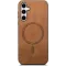 Phonesta Retro Vegan Leather MagSafe Back Cover hoesje voor Samsung Galaxy S25/S24 - Bruin