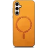 Phonesta Retro Vegan Leather MagSafe Back Cover hoesje voor Samsung Galaxy S25/S24 - Oranje