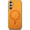 Phonesta Retro Vegan Leather MagSafe Back Cover hoesje voor Samsung Galaxy S25/S24 - Oranje