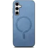 Phonesta Retro Vegan Leather MagSafe Back Cover hoesje voor Samsung Galaxy S25 Plus/S24 Plus - Blauw