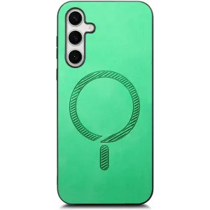 Phonesta Retro Vegan Leather MagSafe Back Cover hoesje voor Samsung Galaxy S25 Plus/S24 Plus - Groen