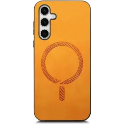 Phonesta Retro Vegan Leather MagSafe Back Cover hoesje voor Samsung Galaxy S25 Plus/S24 Plus - Oranje