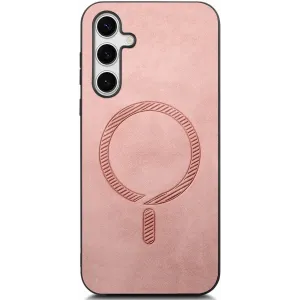 Phonesta Retro Vegan Leather MagSafe Back Cover hoesje voor Samsung Galaxy S25 Plus/S24 Plus - Roze