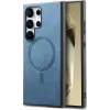 Phonesta Retro Vegan Leather MagSafe Back Cover hoesje voor Samsung Galaxy S25 Ultra - Blauw