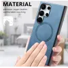 Phonesta Retro Vegan Leather MagSafe Back Cover hoesje voor Samsung Galaxy S25 Ultra - Blauw 12