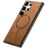 Phonesta Retro Vegan Leather MagSafe Back Cover hoesje voor Samsung Galaxy S25 Ultra - Bruin 7