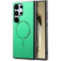 Phonesta Retro Vegan Leather MagSafe Back Cover hoesje voor Samsung Galaxy S25 Ultra - Groen