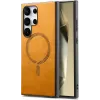 Phonesta Retro Vegan Leather MagSafe Back Cover hoesje voor Samsung Galaxy S25 Ultra - Oranje