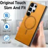 Phonesta Retro Vegan Leather MagSafe Back Cover hoesje voor Samsung Galaxy S25 Ultra - Oranje 3