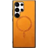 Phonesta Retro Vegan Leather MagSafe Back Cover hoesje voor Samsung Galaxy S25 Ultra - Oranje 5
