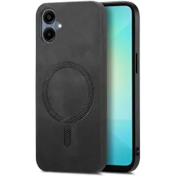 Phonesta Retro Vegan Leather MagSafe Back Cover hoesje voor Samsung Galaxy A06 4G/5G - Zwart