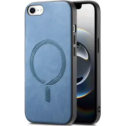 Phonesta Retro Vegan Leather MagSafe Back Cover hoesje voor Apple iPhone 17e/16e - Blauw