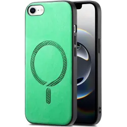 Phonesta Retro Vegan Leather MagSafe Back Cover hoesje voor Apple iPhone 17e/16e - Groen