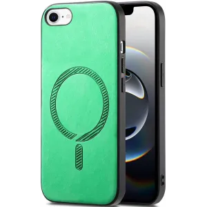 Phonesta Retro Vegan Leather MagSafe Back Cover hoesje voor Apple iPhone 17e/16e - Groen