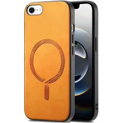 Phonesta Retro Vegan Leather MagSafe Back Cover hoesje voor Apple iPhone 17e/16e - Oranje