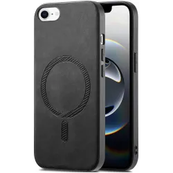 Phonesta Retro Vegan Leather MagSafe Back Cover hoesje voor Apple iPhone 17e/16e - Zwart