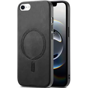 Phonesta Retro Vegan Leather MagSafe Back Cover hoesje voor Apple iPhone 17e/16e - Zwart