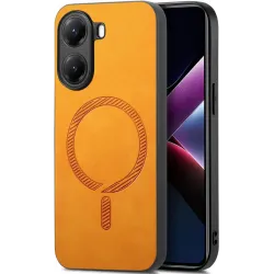 Phonesta Retro Vegan Leather MagSafe Back Cover hoesje voor Xiaomi Poco X7 Pro - Oranje