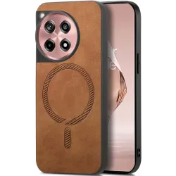 Phonesta Retro Vegan Leather MagSafe Back Cover hoesje voor OnePlus 12R - Bruin