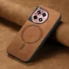Phonesta Retro Vegan Leather MagSafe Back Cover hoesje voor OnePlus 12R - Bruin 4