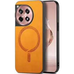 Phonesta Retro Vegan Leather MagSafe Back Cover hoesje voor OnePlus 12R - Oranje