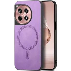 Phonesta Retro Vegan Leather MagSafe Back Cover hoesje voor OnePlus 12R - Paars
