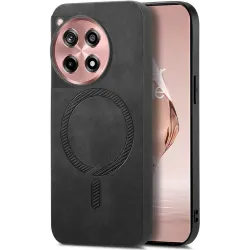 Phonesta Retro Vegan Leather MagSafe Back Cover hoesje voor OnePlus 12R - Zwart
