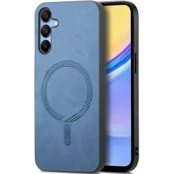 Phonesta Retro Vegan Leather MagSafe Back Cover hoesje voor Samsung Galaxy A16 - Blauw